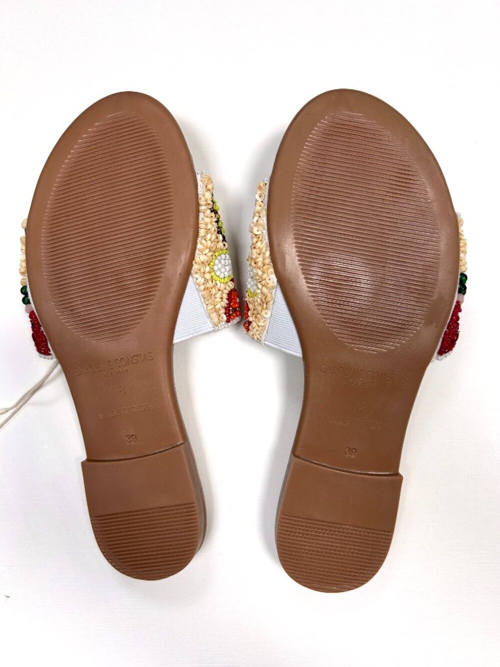 Caroline Constas Beaded Fruit Avocado Sandal Slide Resort Wear Size 8 - Picture 3 of 4